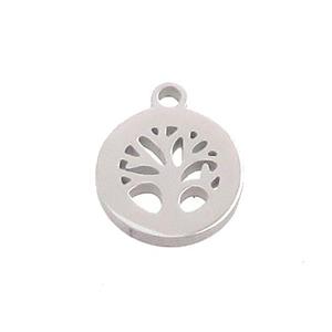 Raw Stainless Steel Tree Of Life Pendant, approx 10mm