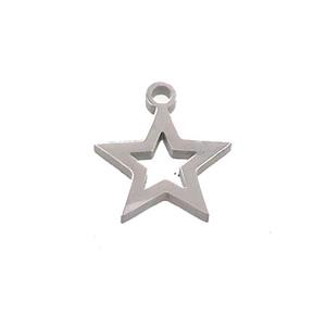 Raw Stainless Steel Star Charms Pendant, approx 11mm