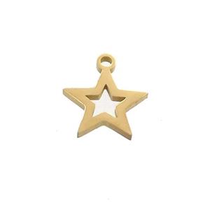 Stainless Steel Star Charms Pendant Gold Plated, approx 11mm