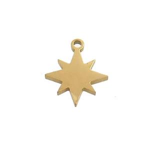 Stainless Steel Northstar Charms Pendant Gold Plated, approx 12mm