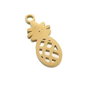 Stainless Steel Pineapple Charms Pendant Gold Plated, approx 7-19mm
