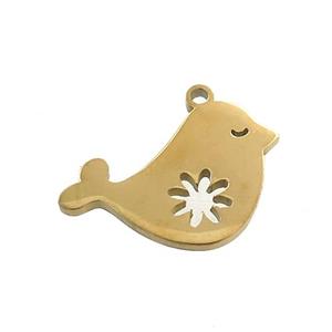 Stainless Steel Birds Charms Pendant Gold Plated, approx 14-19mm