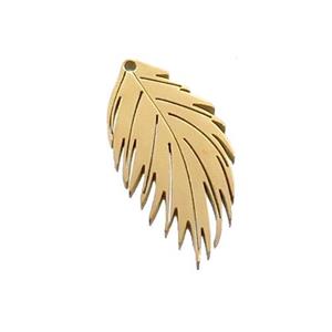 Stainless Steel Feather Charms Pendant Gold Plted, approx 10-20mm