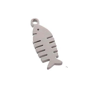 Raw Stainless Steel Fishbone Charms Pendant, approx 6-16mm