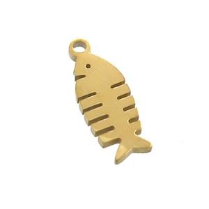 Stainless Steel Fishbone Charms Pendant Gold Plated, approx 6-16mm
