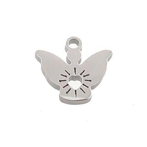 Raw Stainless Steel Angel Charms Pendant Heart, approx 11mm
