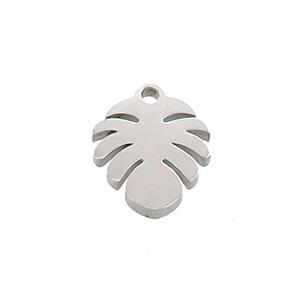 Raw Stainless Steel Monstera Plants Leaf Charms Pendant, approx 9.5-12mm
