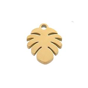 Stainless Steel Monstera Plants Leaf Charms Pendant Gold Plated, approx 9.5-12mm