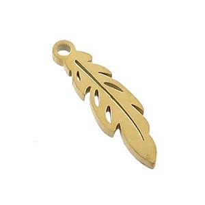 Stainless Steel Feather Charms Pendant Gold Plated, approx 5-17mm