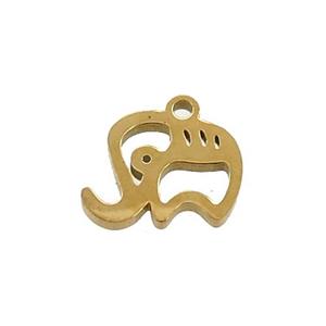 Stainless Steel Elephant Charms Pendant Gold Plated, approx 10.5mm