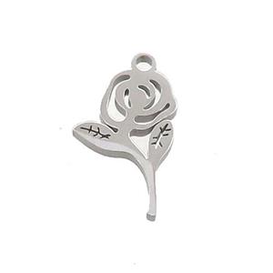 Raw Stainless Steel Roses Flower Pendant, approx 10-16mm