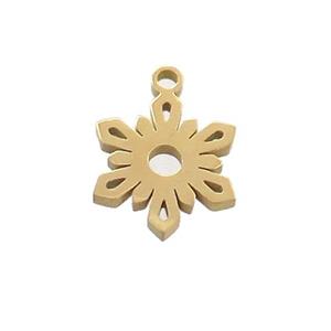 Stainless Steel Snowflake Charms Pendant Gold Plated, approx 10-12mm