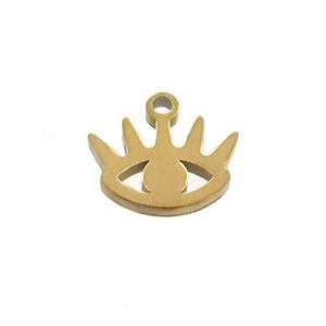Stainless Steel Eye Charms Pendant Gold Plated, approx 10-11mm