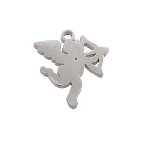 Raw Stainless Steel Cupid Charms Pendant, approx 17mm