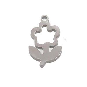 Raw Stainless Steel Flower Charms Pendant, approx 10-16mm
