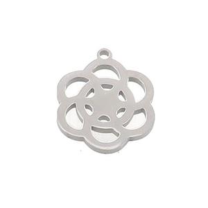 Raw Stainless Steel Flower Pendant, approx 16mm
