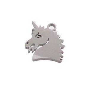 Raw Stainless Steel HorseHead Charms Pendant, approx 12.5-14mm