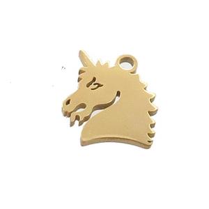 StainlesStainless Steel HorseHead Charms Pendant Gold Plated, approx 12.5-14mm