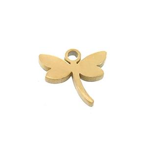Stainless Steel Dragonfly Charms Pendant Gold Plated, approx 9-10mm