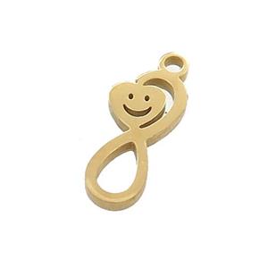 Stainless Steel Infinity Pendant Heart Emoji Gold Plated, approx 6-13mm