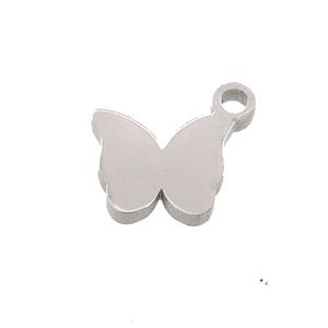 Raw Stainless Steel Butterfly Charms Pendant, approx 6-8mm