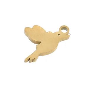 Stainless Steel Birds Charms Pendant Gold Plated, approx 9-10mm