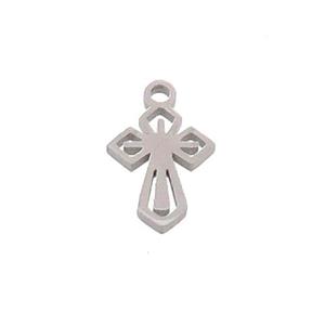 Raw Stainless Steel Cross Charms Pendant, approx 8-10mm