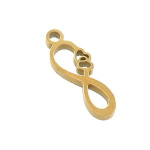 Stainless Steel Infinity Charms Pendant Double Heart Gold Plated, approx 5-13mm