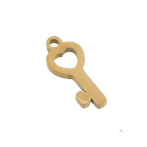Stainless Steel Key Charms Pendant Gold Plated, approx 6-12mm