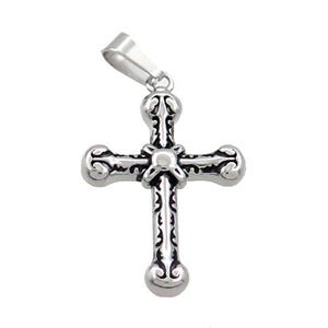 Stainless Steel Cross Charms Pendant Antique Silver, approx 16-23mm