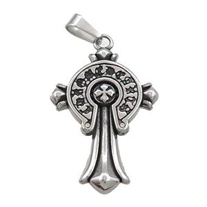 Stainless Steel Cross Charms Pendant Antique Silver, approx 18-28mm