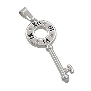 Raw Stainless Steel Key Charms Pendant, approx 12-28mm