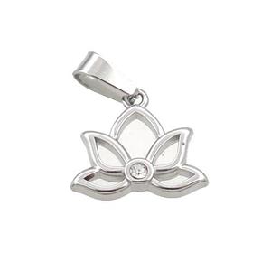 Raw Stainless Steel Lotus Pendant Flower, approx 11-14mm