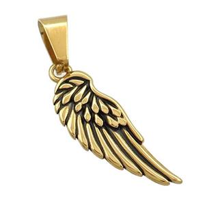 Stainless Steel Angel Wings Charms Pendant Antique Gold, approx 9-25mm