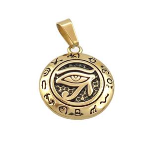 Stainless Steel Horus Eye Charms Pendant Zodiac Antique Gold, approx 16mm