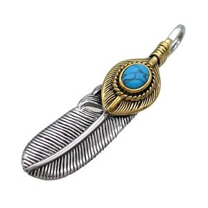 Stainless Steel Feather Charms Pendant Antique Gold, approx 16-70mm