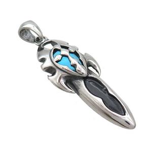 Stainless Steel Charms Pendant Sword Of Protection Antique Silver, approx 18-42mm
