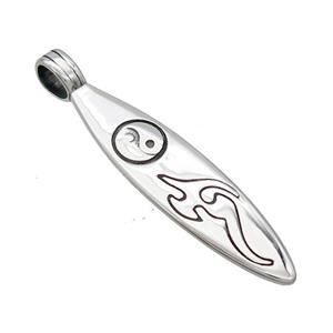 Stainless Steel Leaf Pendant Surfboard Charms Yinyang Antique Silver, approx 12-55mm