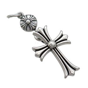 Stainless Steel Cross Pendant Antique Silver, approx 10mm, 23-35mm