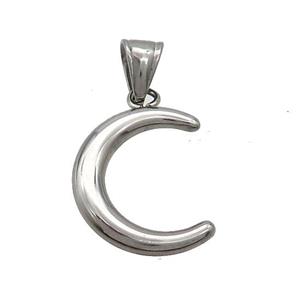 Raw Stainless Steel Moon Pendant, approx 20-23mm
