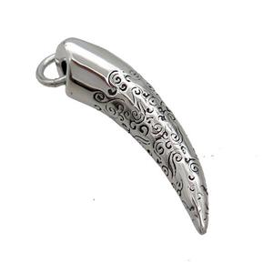 Stainless Steel Horn Charm Pendant Antique Silver, approx 10-40mm