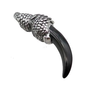 Stainless Steel Horn Pendant Black Plated, approx 15-50mm