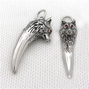 Stainless Steel Wolf Charms Pendant Antique Silver, approx 18-42mm