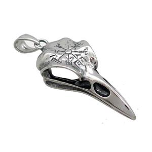 Stainless Steel Raven Skull Charms Pendant Antique Silver, approx 20-45mm