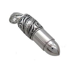 Stainless Steel Bullet Charms Pendant Antique Silver, approx 10-35mm