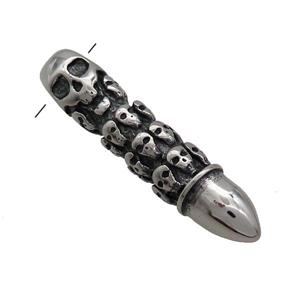 Stainless Steel Bullet Pendant Skull Charms Antique Silver, approx 8-40mm
