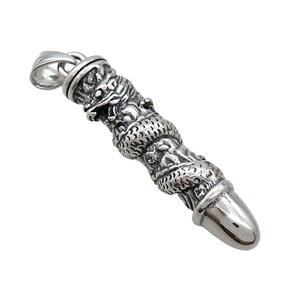 Stainless Steel Bullet Pendant Dragon Antique Silver, approx 12-50mm