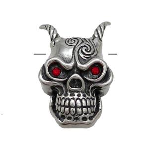 Stainless Steel Skull Charms Pendant Pave Rhinestone Antique Silver, approx 20-35mm