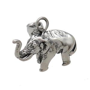 Stainless Steel Elephant Charms Pendant Antique Silver, approx 18-30mm