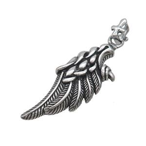 Stainless Steel Angel Wings Pendant Antique Silver, approx 18-40mm